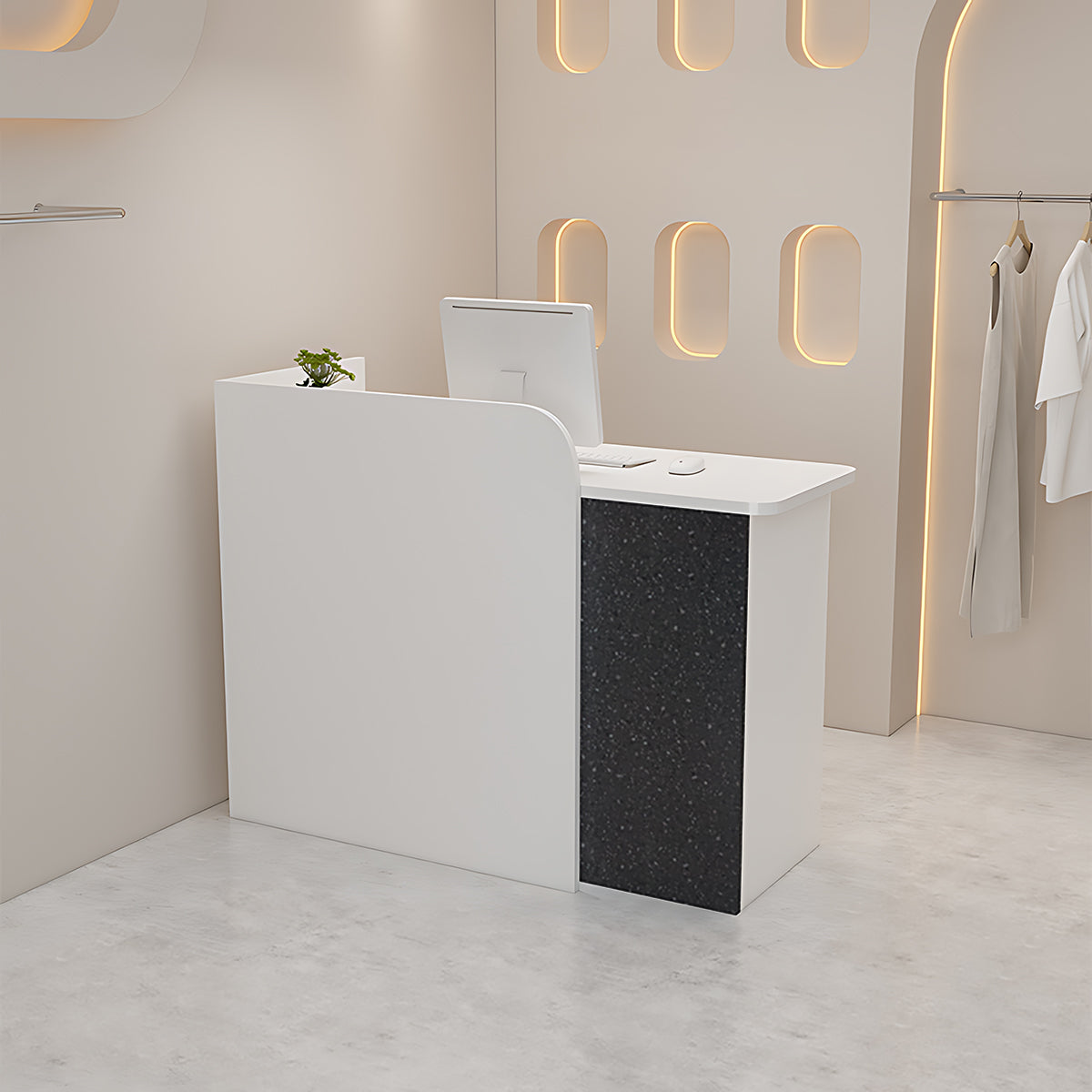 Classic Elegant Reception Desk with Functional Storage Compartments