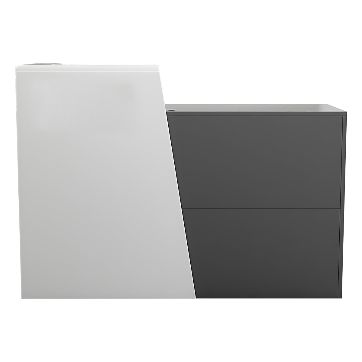 Clean and Professional Reception Desk with High-Quality Drawers and Storage Compartments