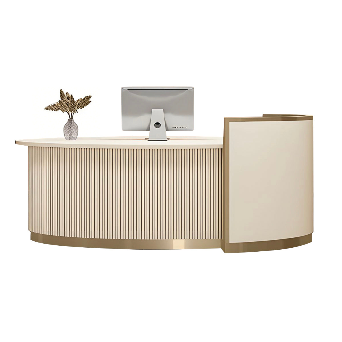 Alt Reception Curved Reception Desk 63–157 in Wide with File Drawers, Privacy Panel ...