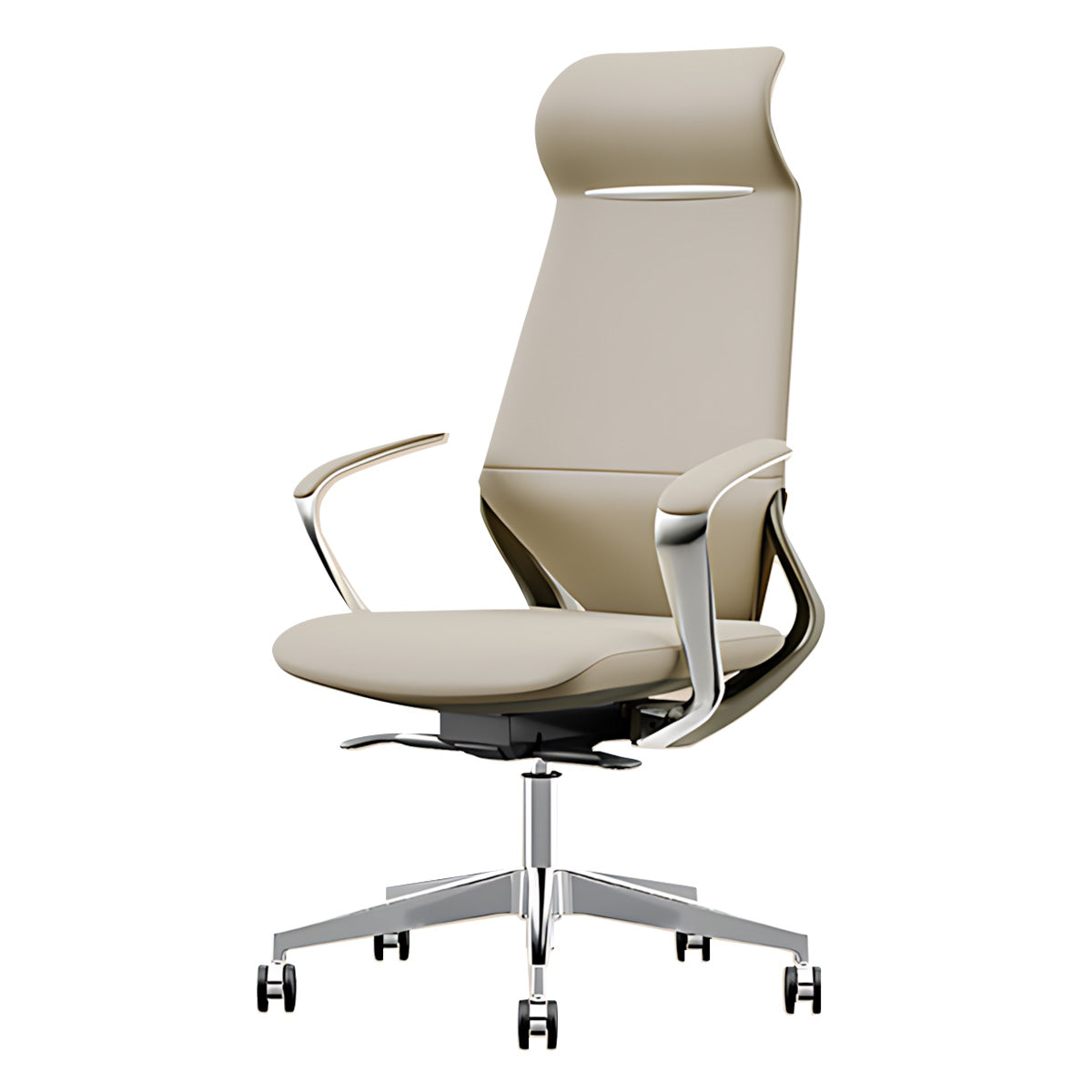 Minimalist Multifunctional Leather Office Chair with Lumbar Support