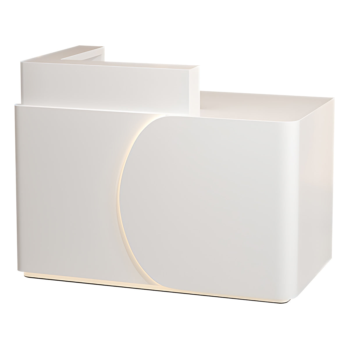Minimalist Functional Reception Desk with Soft LED Light Strip
