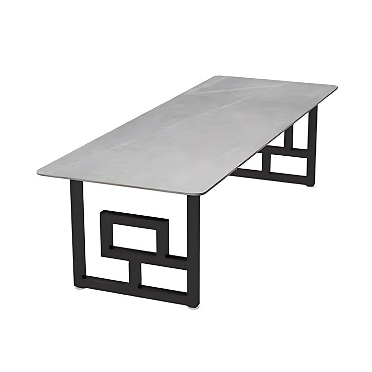 Nordic-Style Marble and Slate Rectangular Conference Table