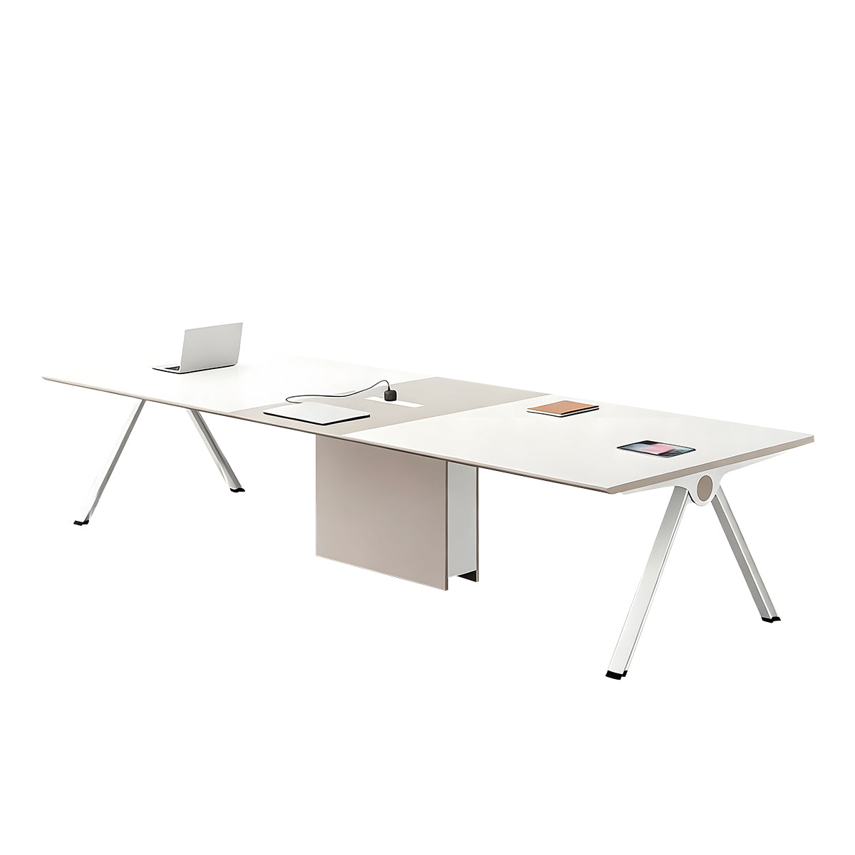 Modern Rectangular Conference Table with Triangular Support Legs