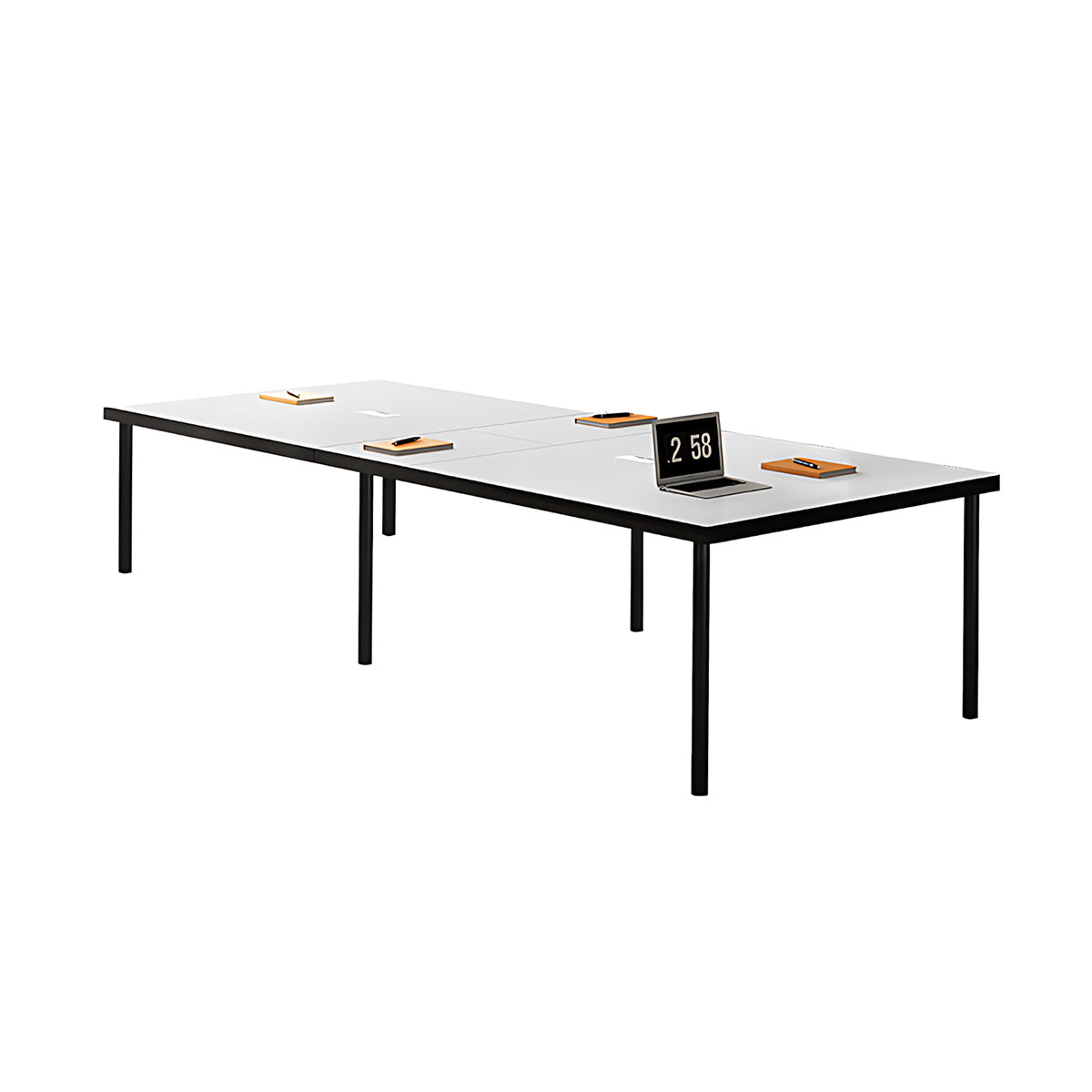Spacious Conference Table with Built-In Cable Management and Carbon Steel Legs