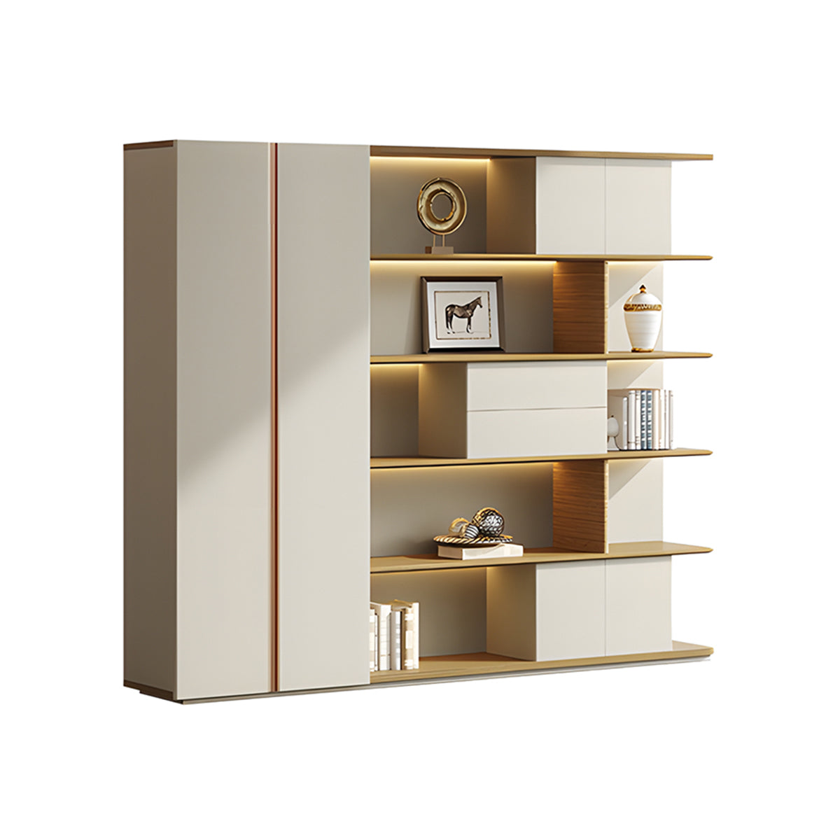Modern Storage Cabinet with Large Storage Space & LED Lighting