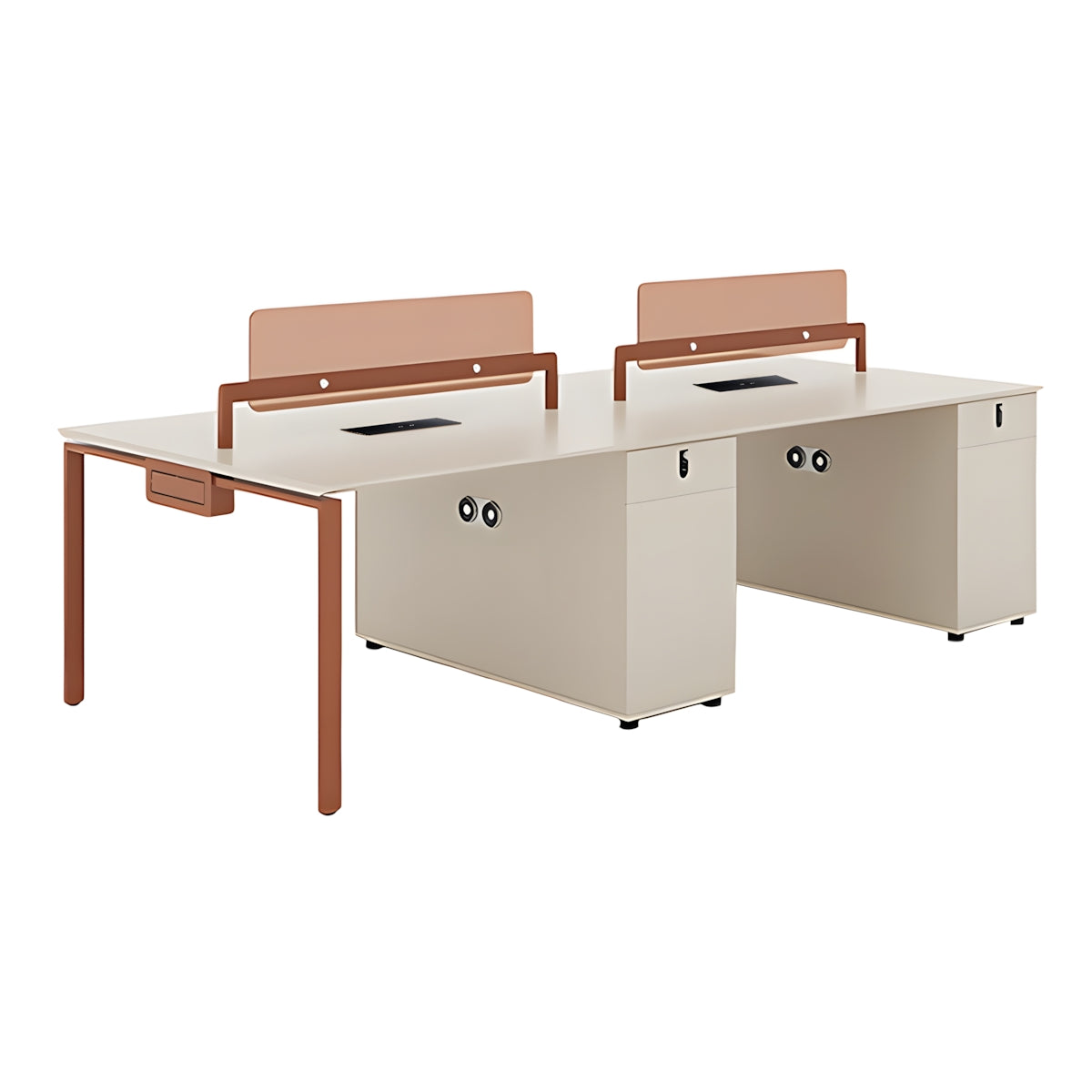 4-Person Open Plan Office Desk with Privacy Panels and Storage Pedestals
