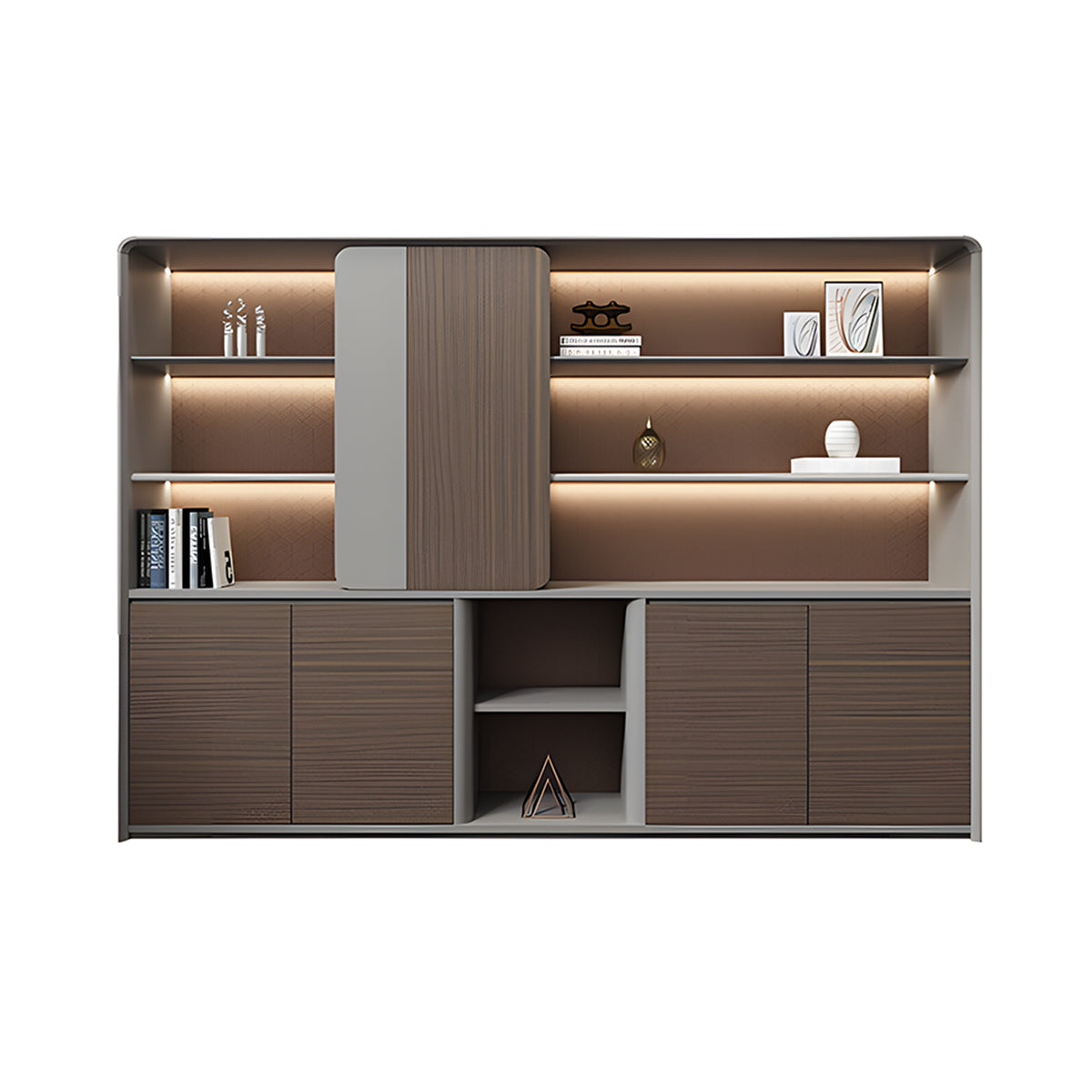 Stylish Spacious Filing Cabinet with LED Lighting for Office Use