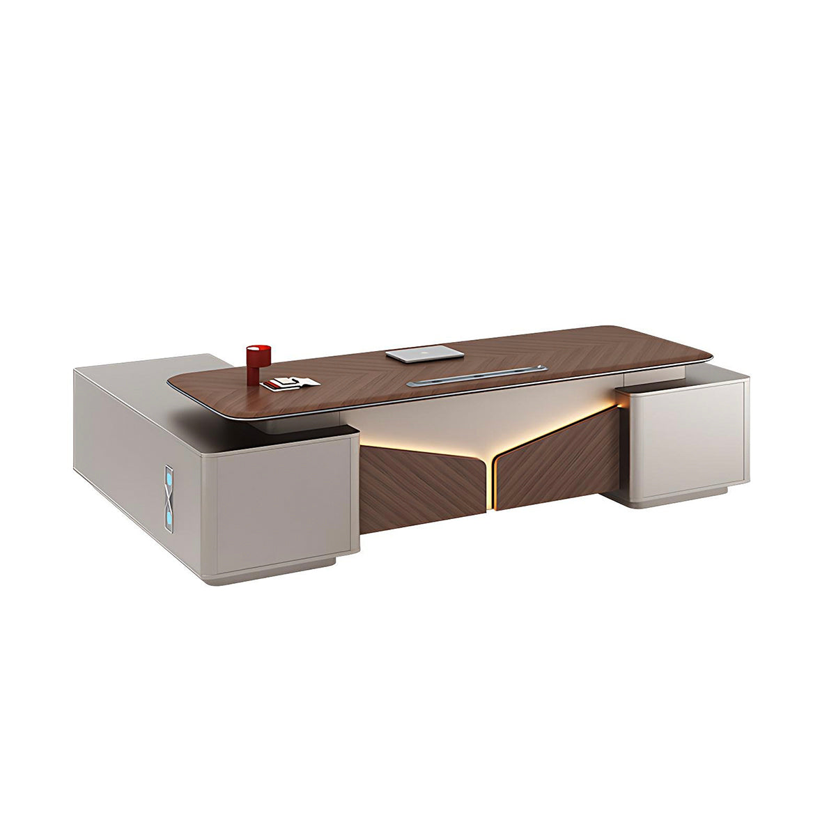 Minimalist Executive Desk Eco-Friendly Panel Side Cabinet and Fingerprint Lock