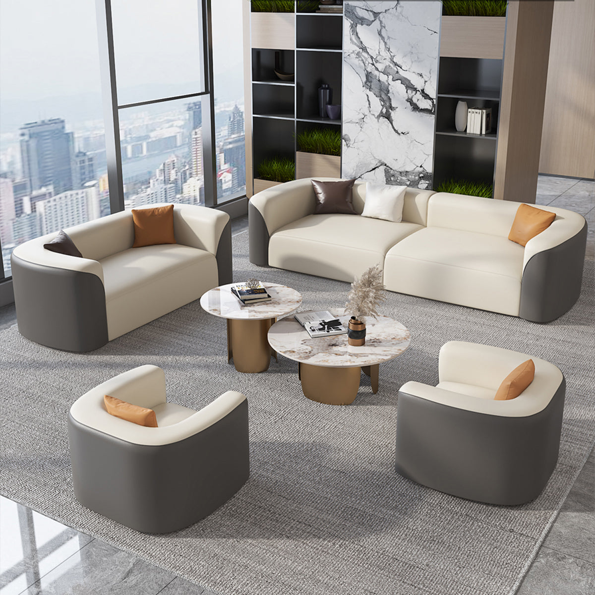 Modern Modular Sofa Two-Tone Cat Paw Leather Lounge Seating