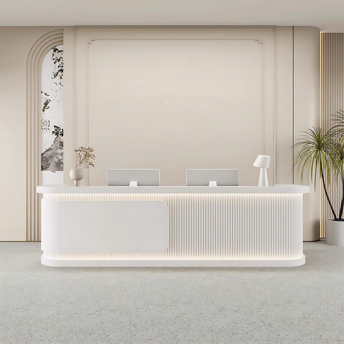 Luxury Reception Desk E1 MDF Eco-Friendly Storage Drawers Keyboard Tray