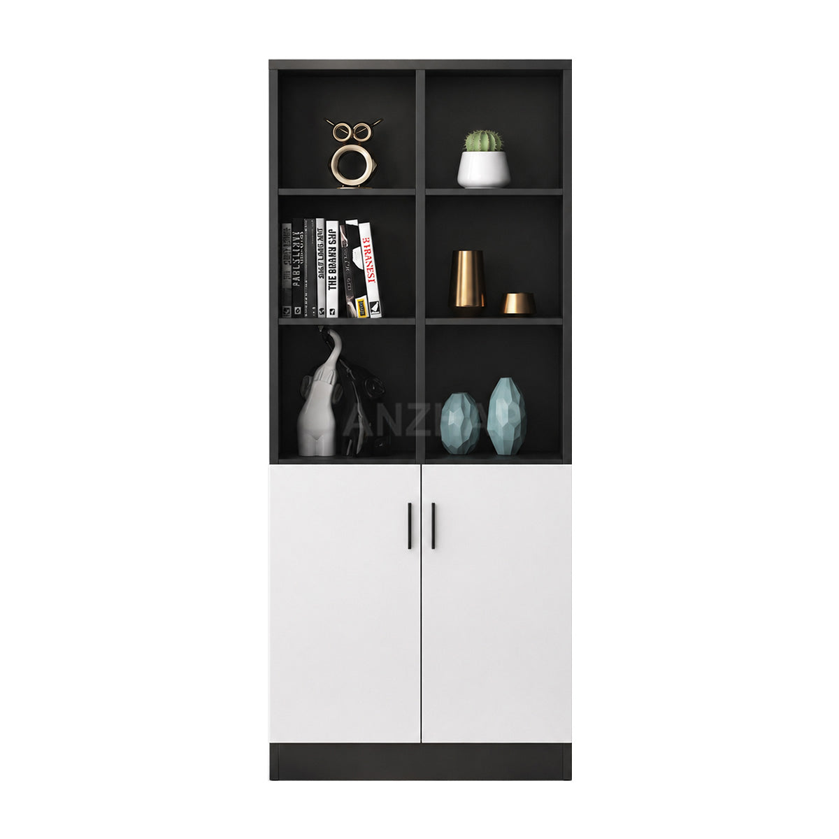 Office Storage Cabinet with Open Compartments, Enclosed Cabinets & Alloy Handles
