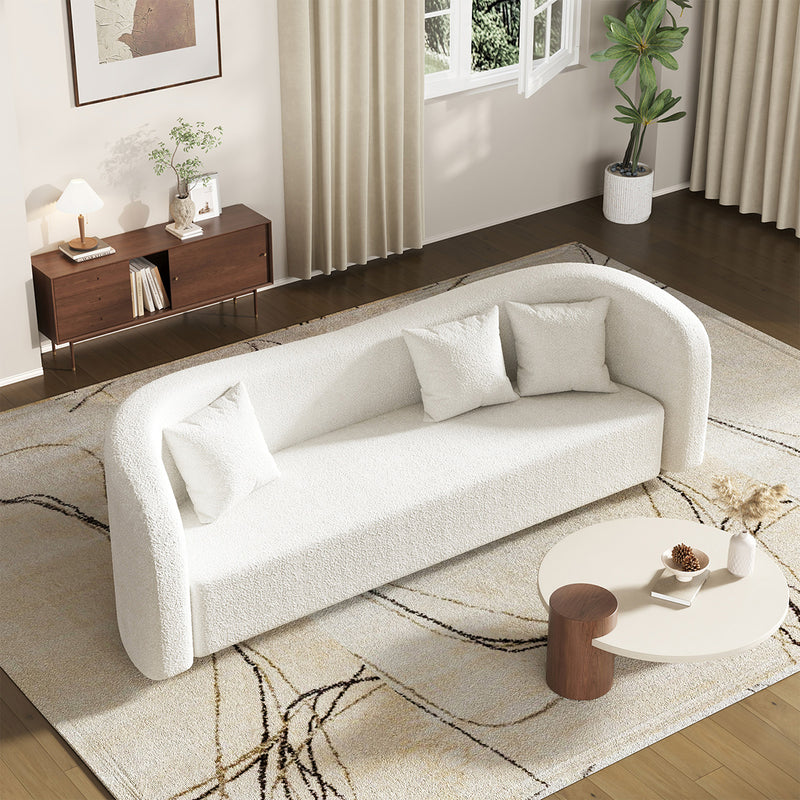 Elegant Teddy Fabric Office Sofa with Curved Backrest for Modern Workspaces