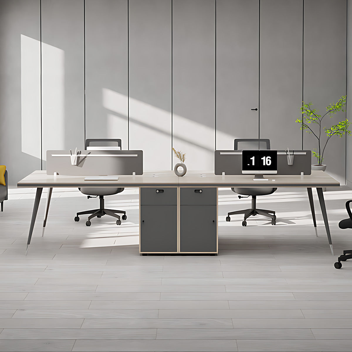 Thickened Desktop, Simple Office Desk and Chair Set with Screen Divider
