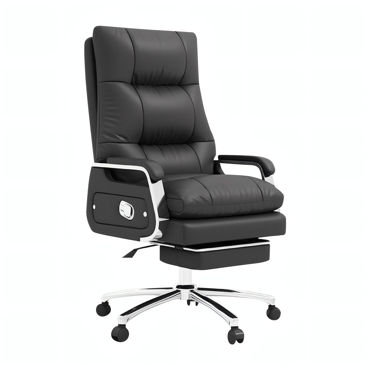 Executive Chair-1, Black With Microfiber Leather, Black finish, L28" x W28" x H47", for office workstation, ergonomic office furniture