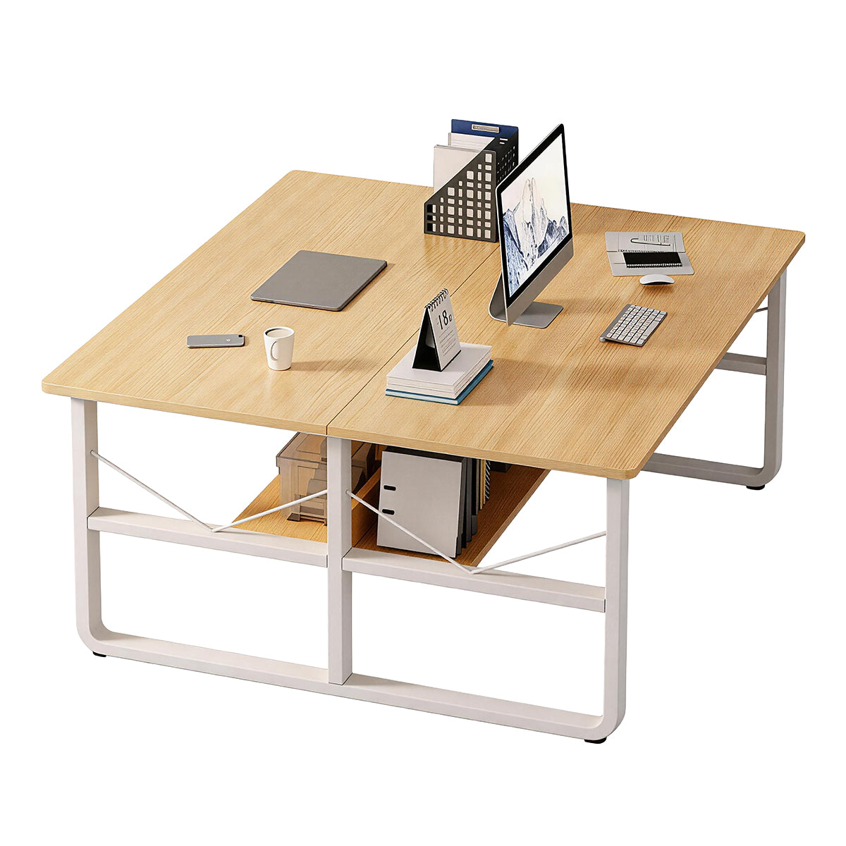 Simple  Office Desk with Partition for Staff, Freely Customizable, U Shaped Bracket
