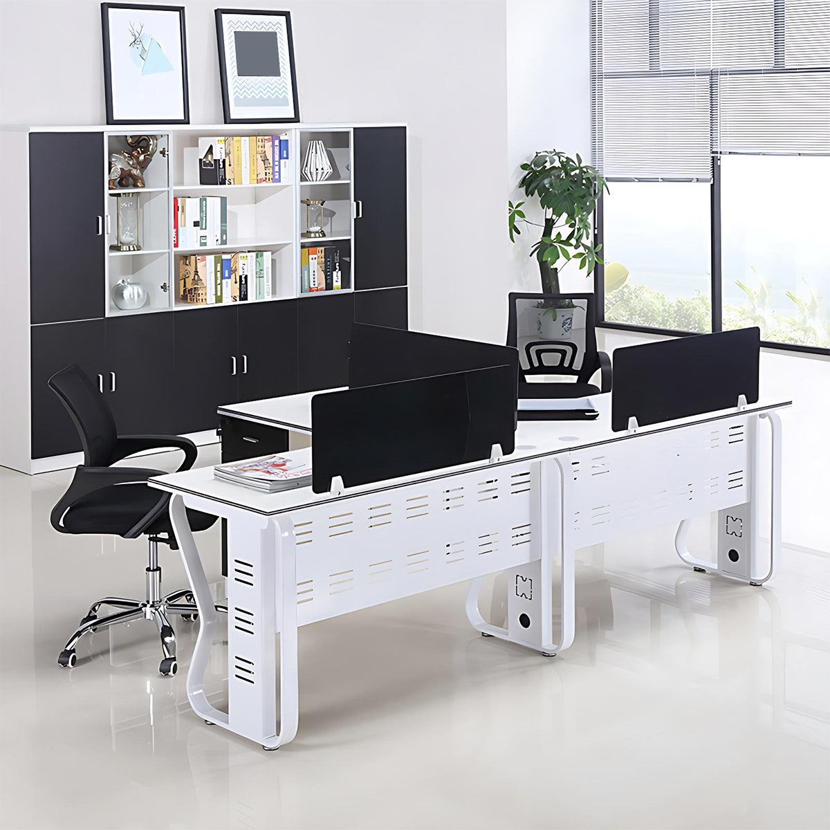 Modular Office Desk Eco-Friendly Board Steel Frame Cable Management