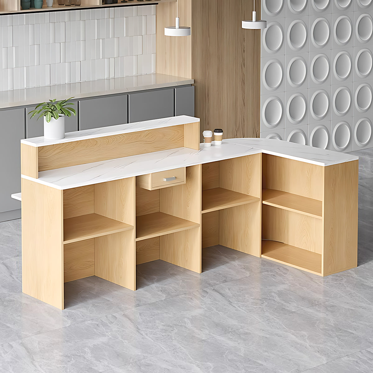 Minimalist and Chic Thick Reception Desk with Corner Design