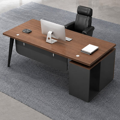 Executive Desk with Side Storage, Lockable Drawer, CPU Tower Space and Cable Grommets