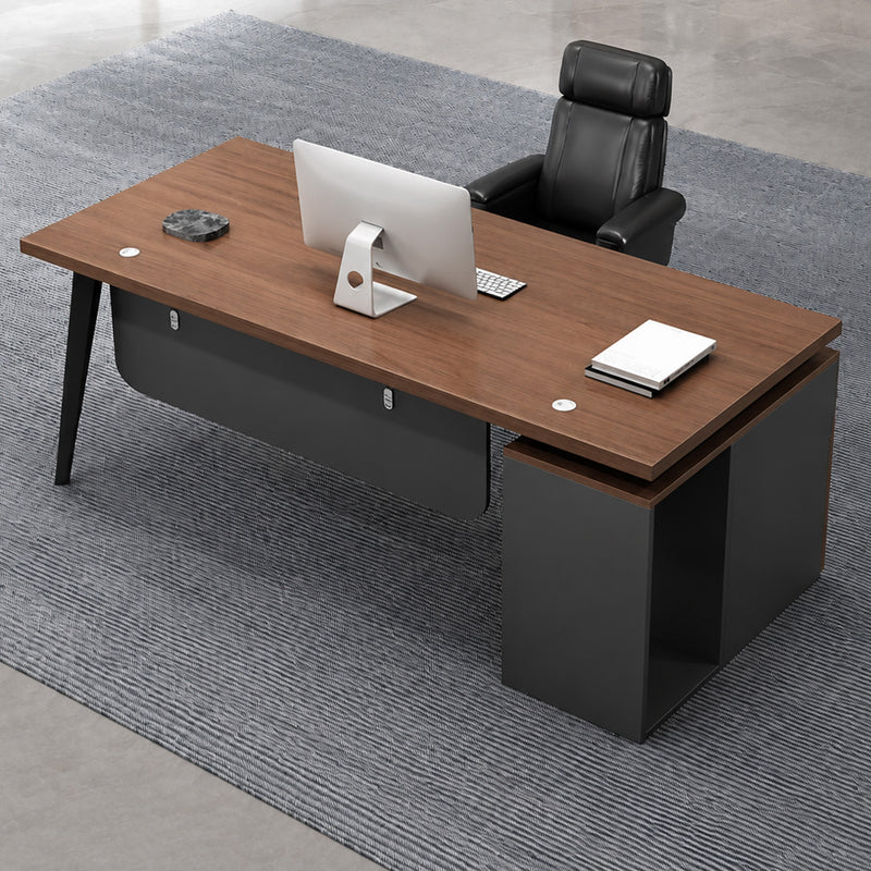 Executive Desk with Side Storage, Lockable Drawer, CPU Tower Space and Cable Grommets