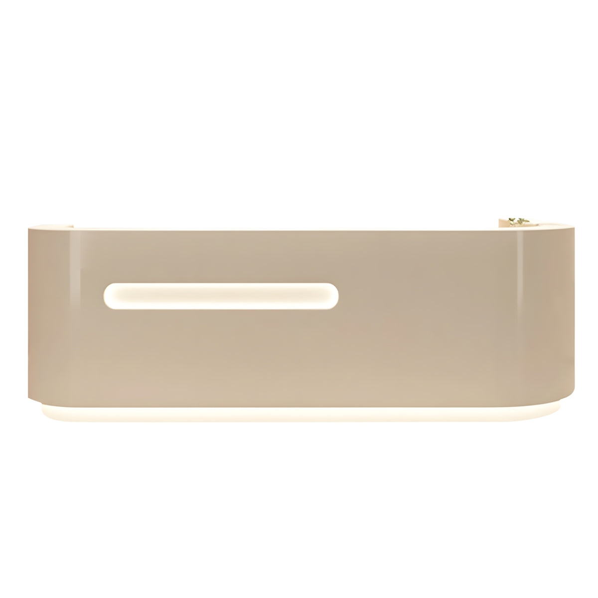 Modern High-Gloss Reception Desk with LED Accent Lighting and Lockable Storage