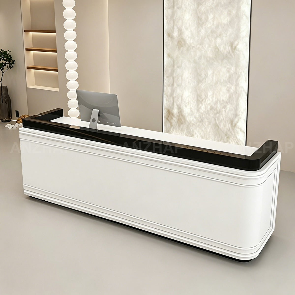 Customizable Minimalist Reception Desk with Raised Privacy Panels & Ample Storage