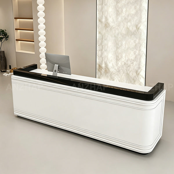 Customizable Minimalist Reception Desk with Raised Privacy Panels & Am ...