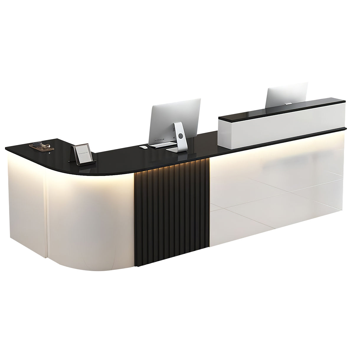 L-Shaped White Office Reception Desk and Store Counter