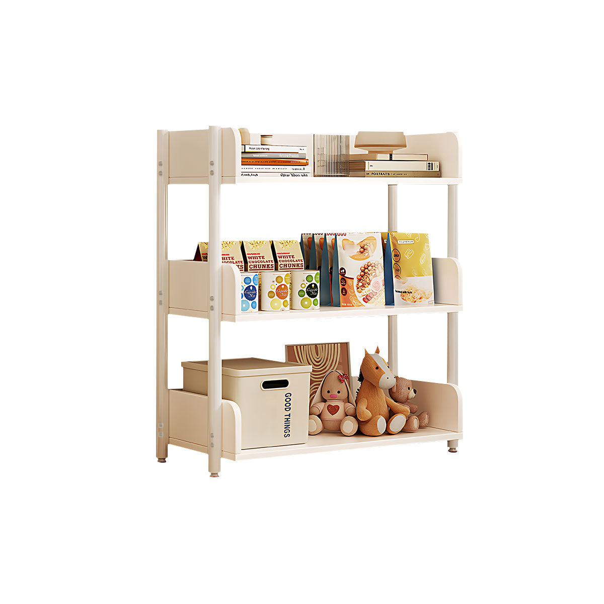 Minimalist Wood Bookshelf with Multi-Layer Storage and Anti-Fall Panels