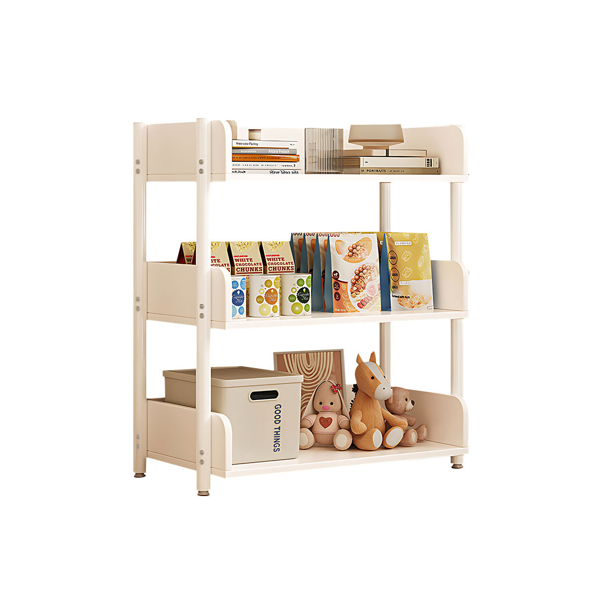 Minimalist Wood Bookshelf with Multi-Layer Storage and Anti-Fall Panels