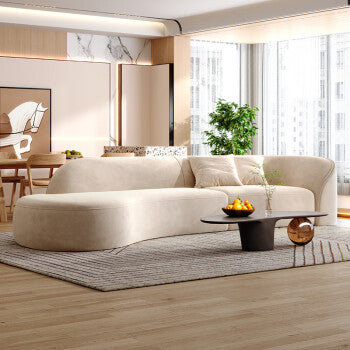 Minimalist Cream Fabric Sofa: Ideal for Small Living Spaces（East Coast）