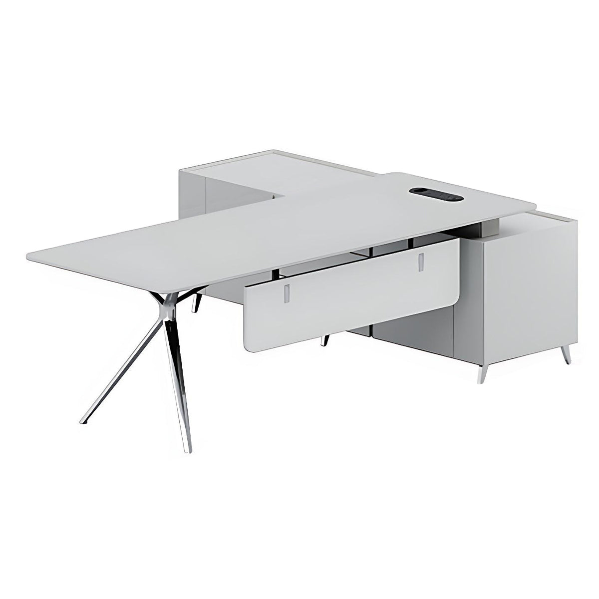 Modern Office Desk with Drawers Storage Aluminum Legs Cable Management