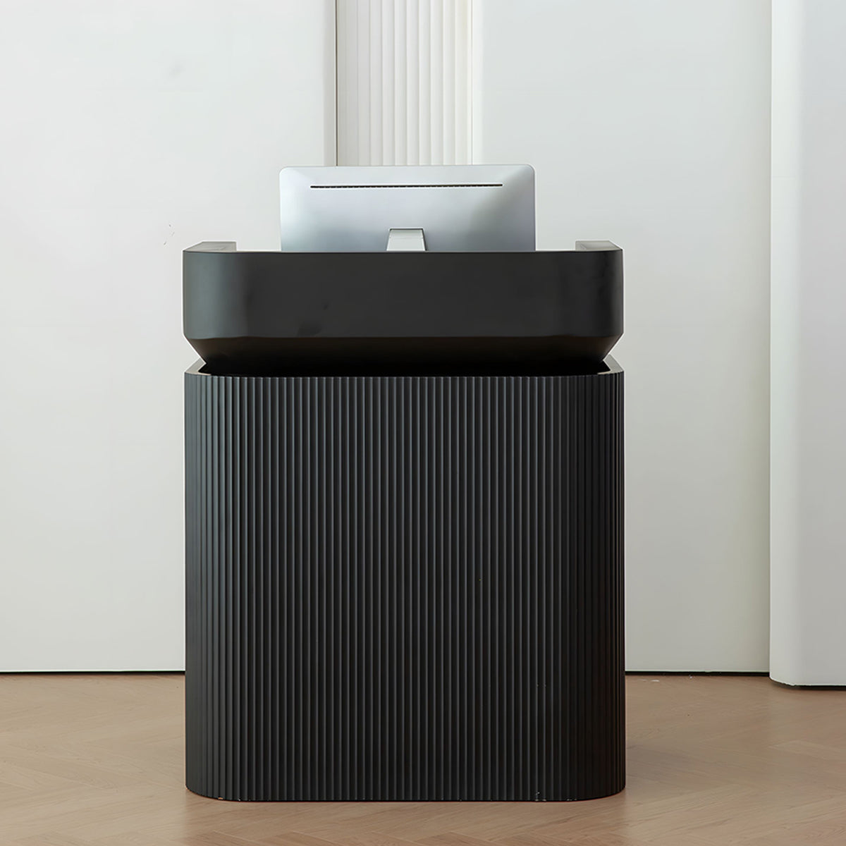 Black Reception Desk for Office or Retail Lockable Scratch Resistant