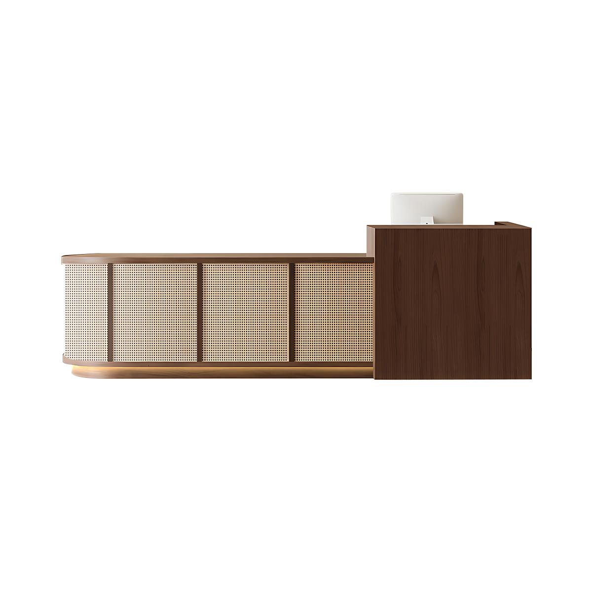 Minimalist Rattan Front Desk Lockable Storage Keyboard Tray
