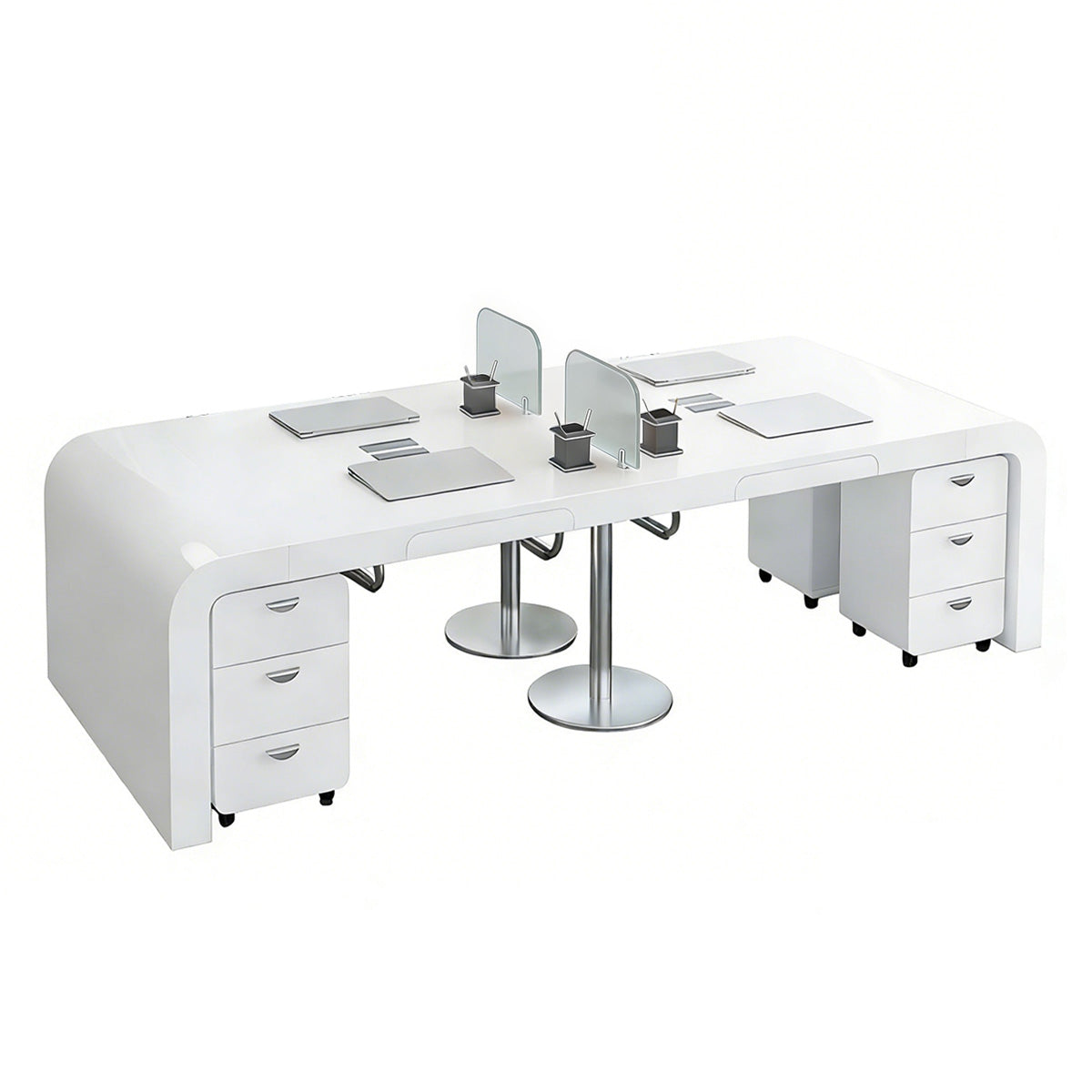 Spacious Office Desk with Thick Desktop and Mobile Drawers for Workspaces