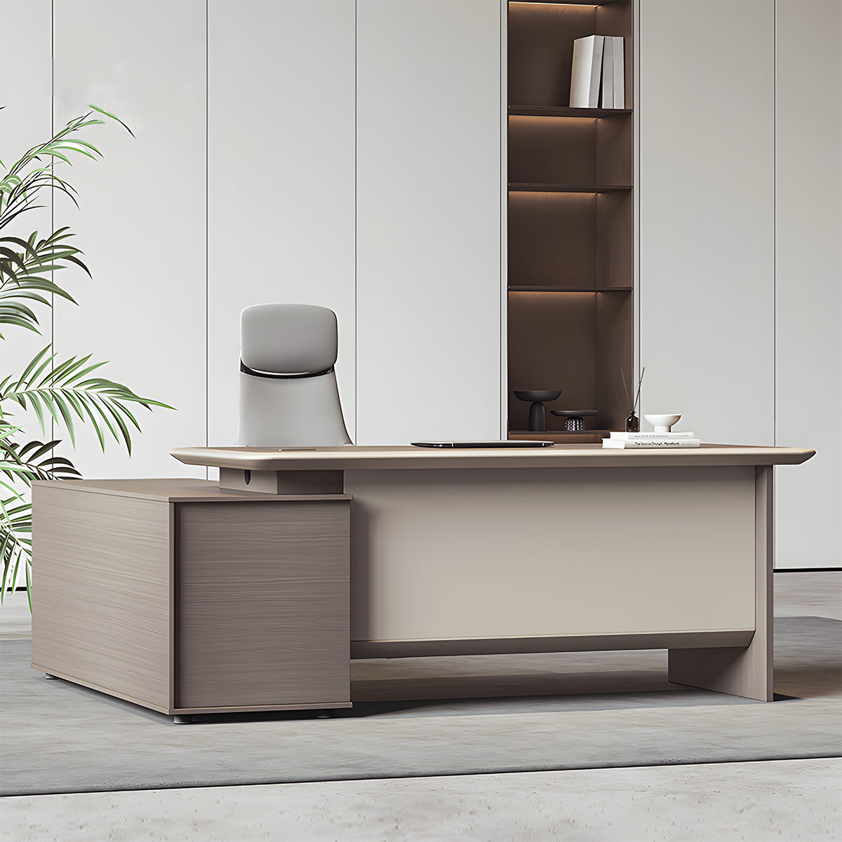 Premium Spacious Office Desk Aluminum Edge Scratch Resistant Lockable Drawers