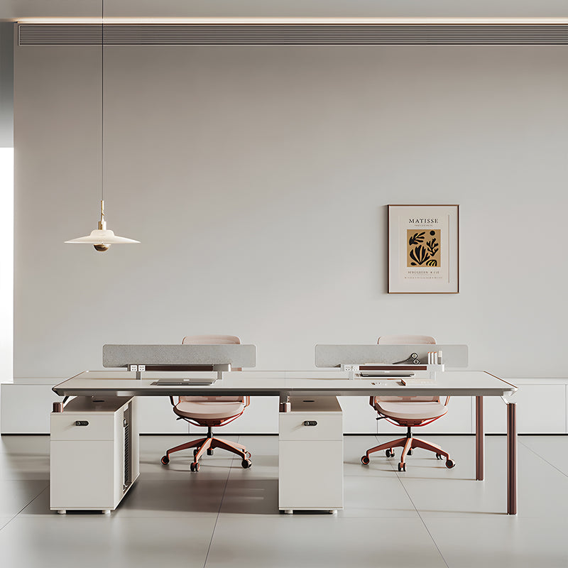 High-End Fashionable Office Desk with Privacy Panels and Sturdy, Practical Legs