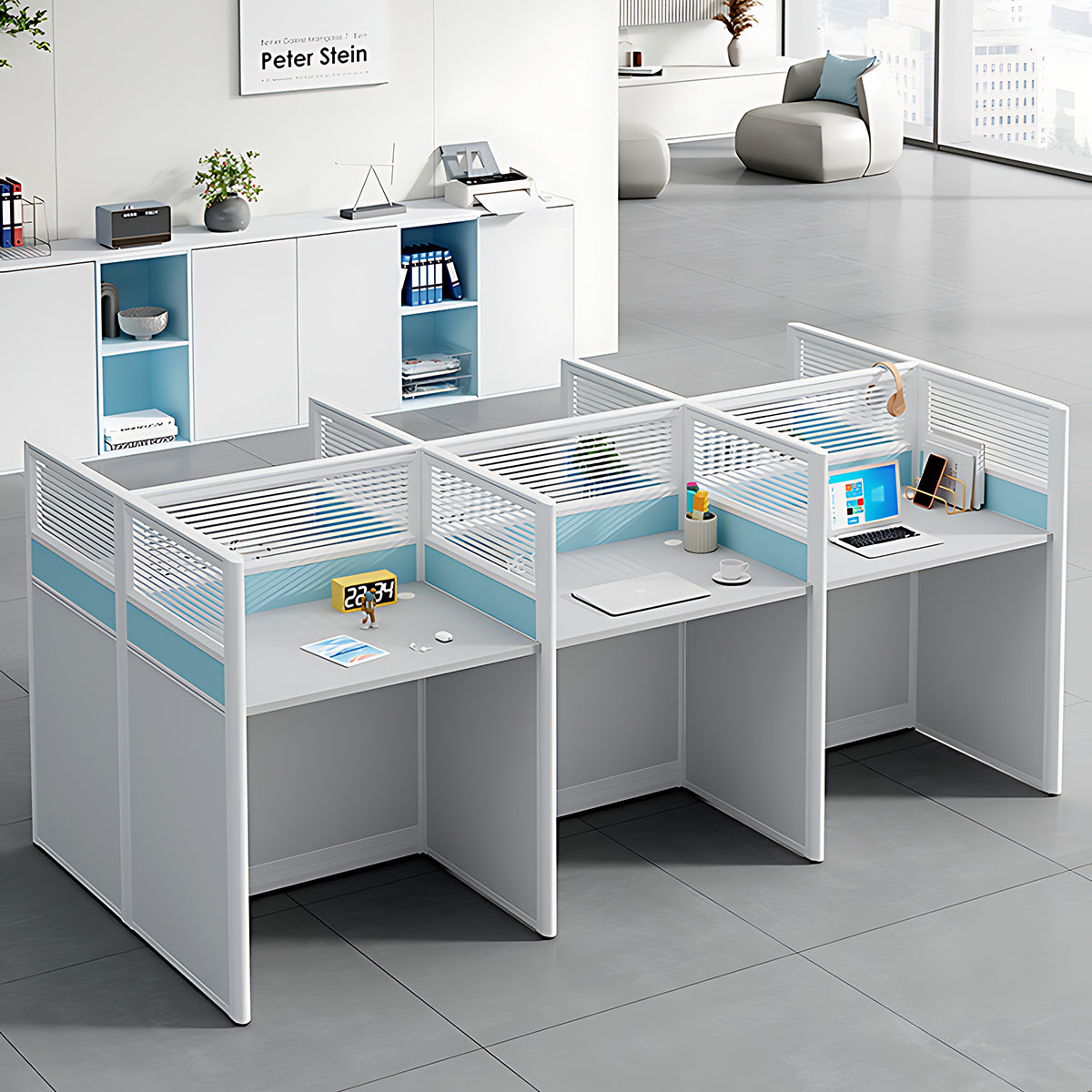 Workstation Desk with Divider Panels Eco-Friendly Sturdy Modular