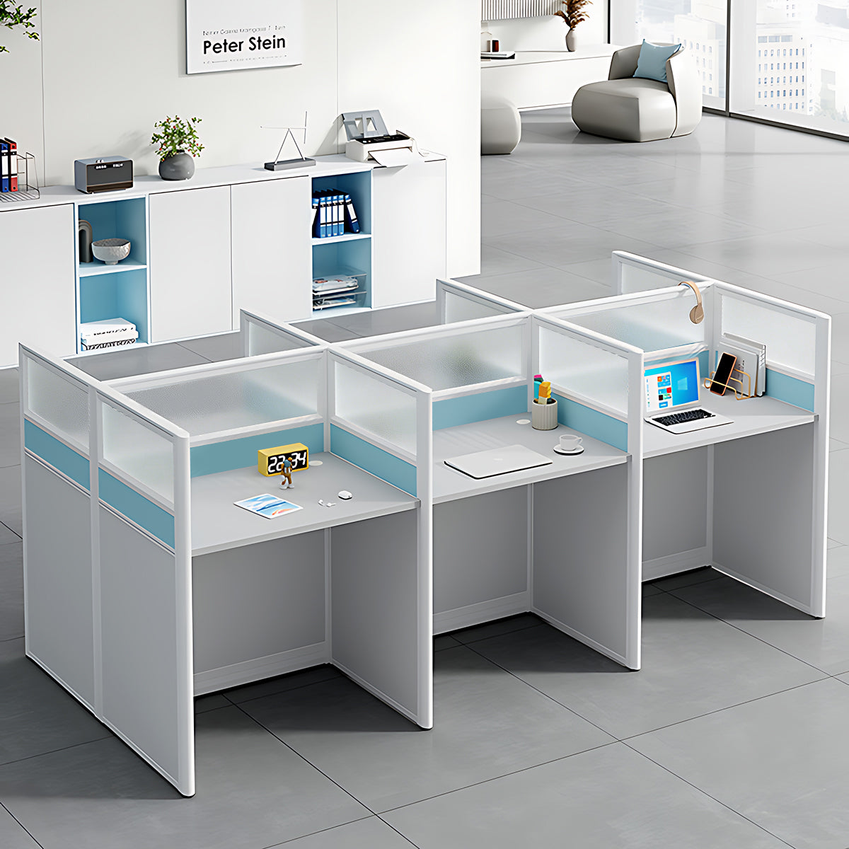 Workstation Desk with Divider Panels Eco-Friendly Sturdy Modular