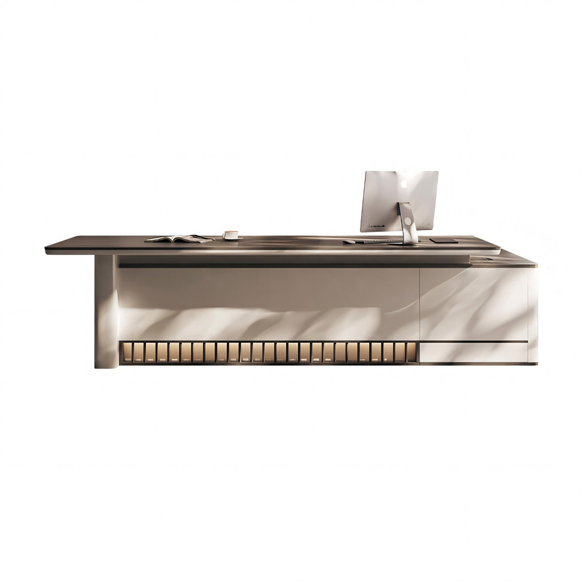 Stylish and Elegant L-Shaped Executive Desk with Unique LED Light Design