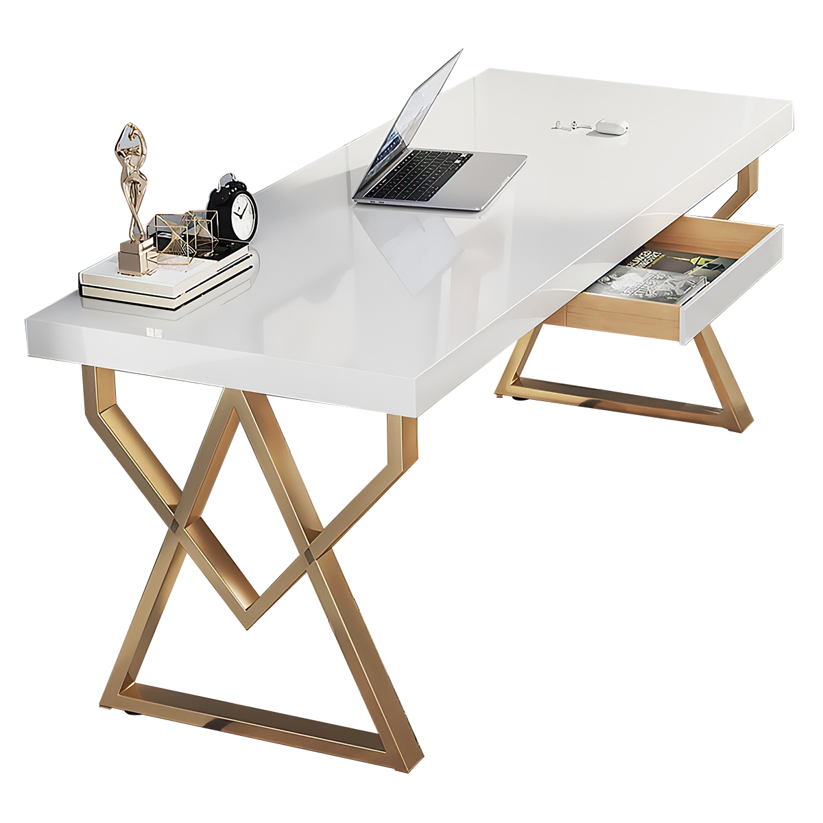 Rectangular Minimalist Office Desk with Unique Legs