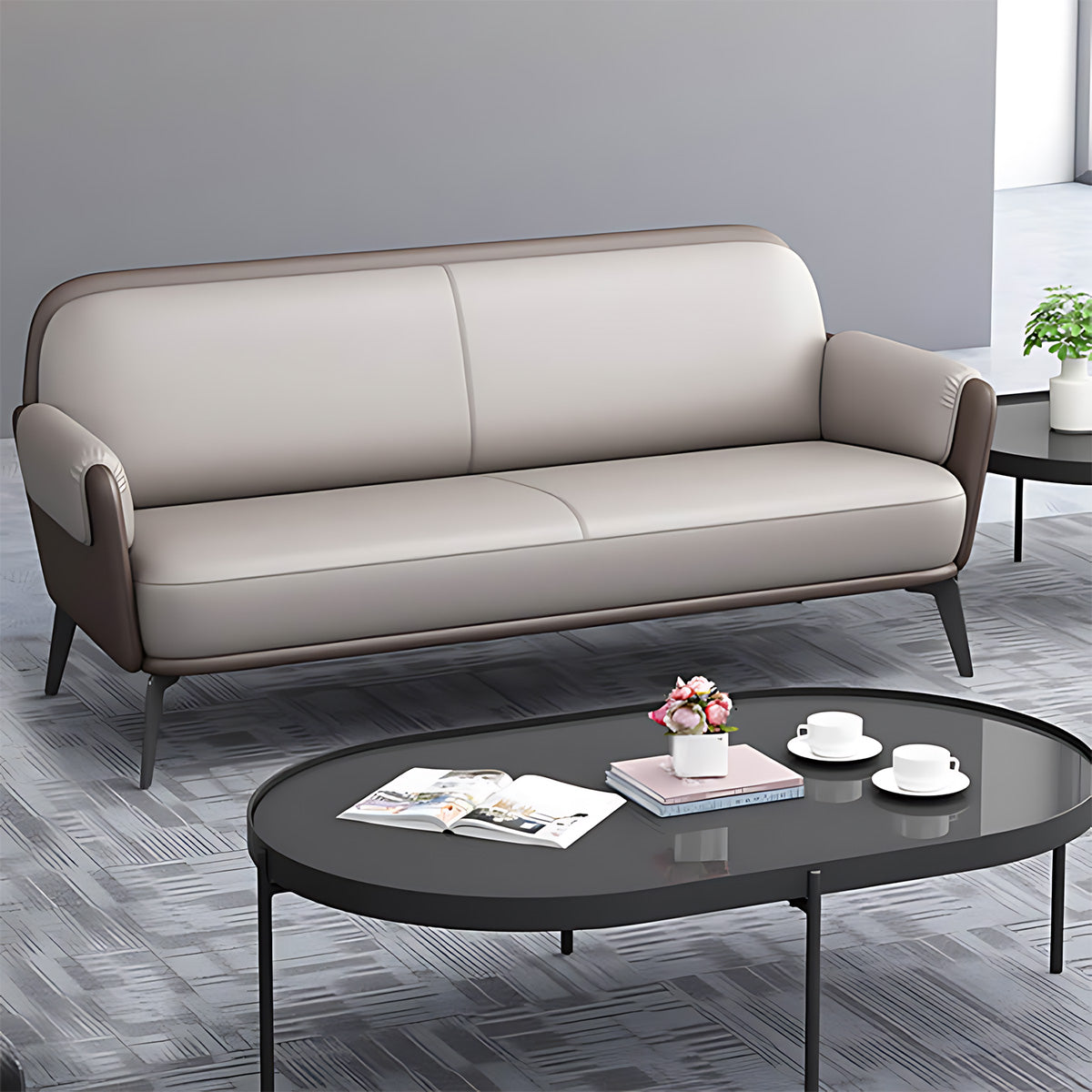 Fashionable Creative Office Sofa in Cowhide Gray