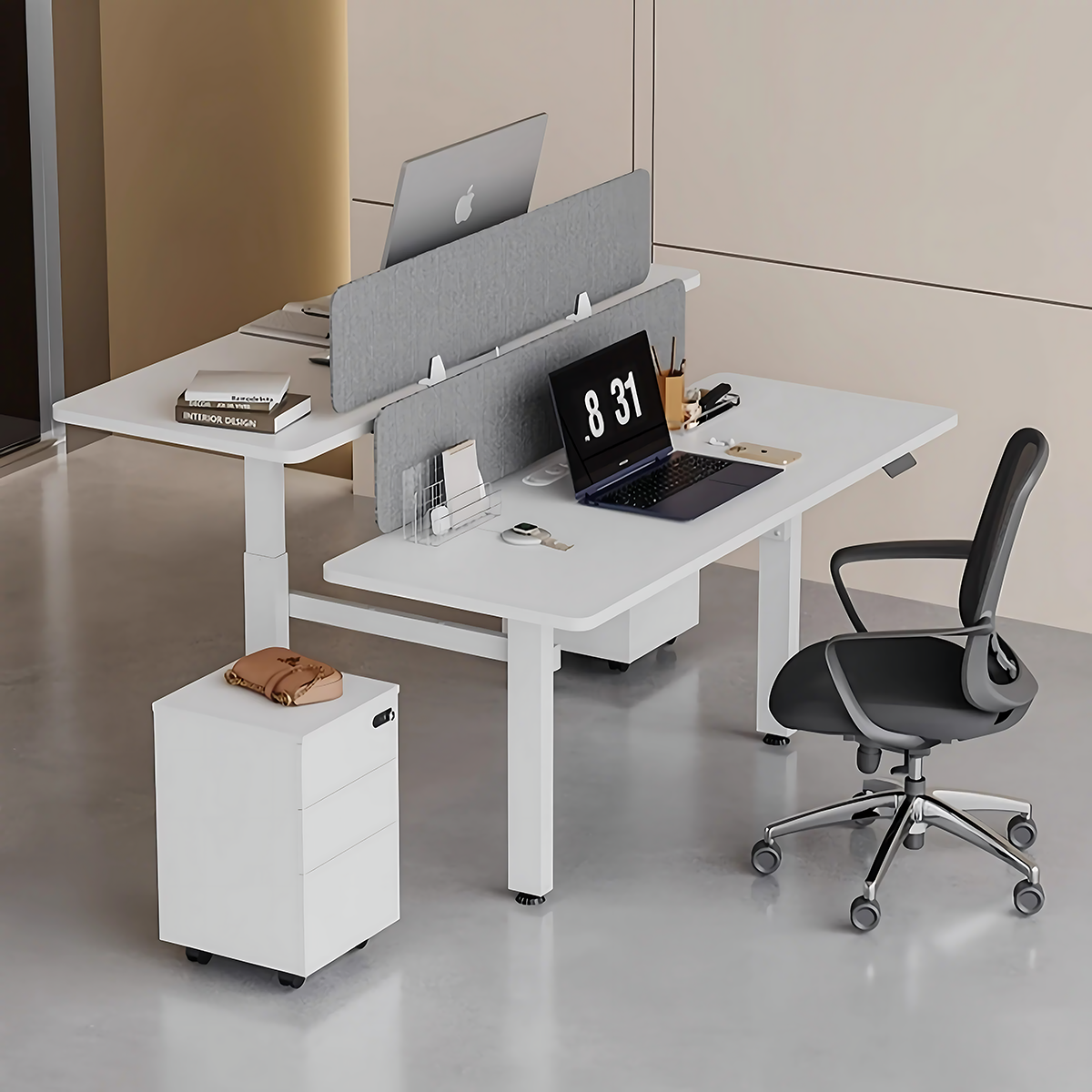 Ultra-Minimalist Modern Office Desk with Height Adjustment and Sturdy Legs