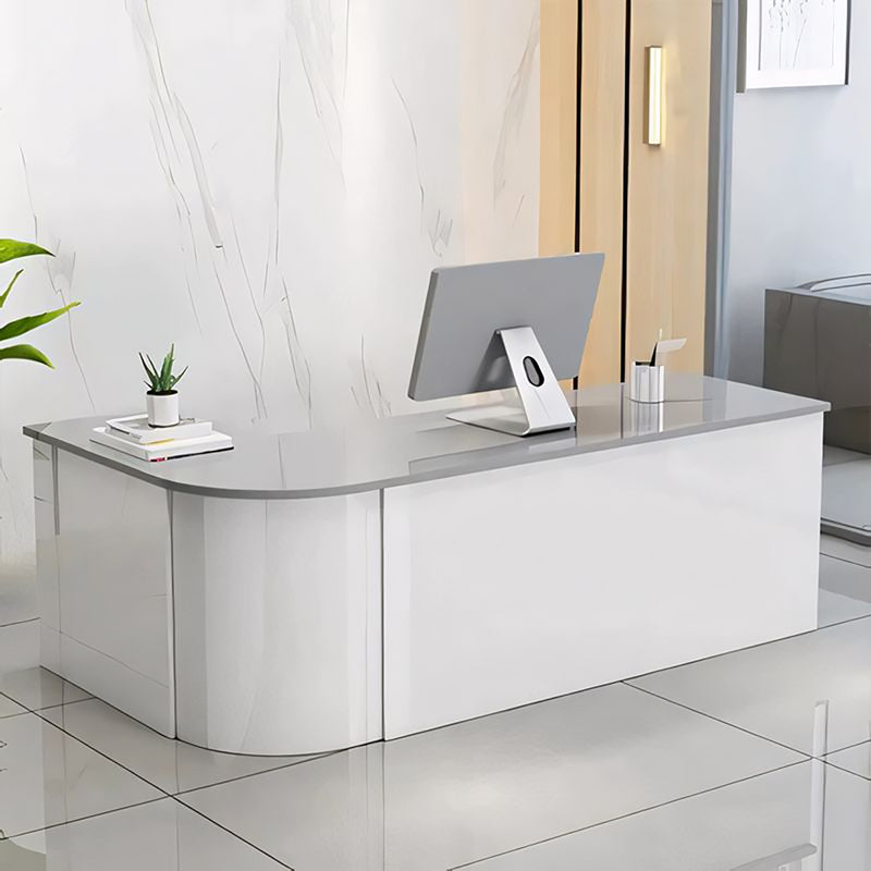 Reception Desk 47–142 in Wide with Storage & Privacy Panel for Office Lobby