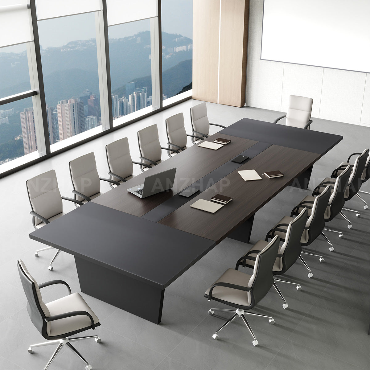 Conference Table, front and side view, for meeting room or boardroom, modern boardroom furniture