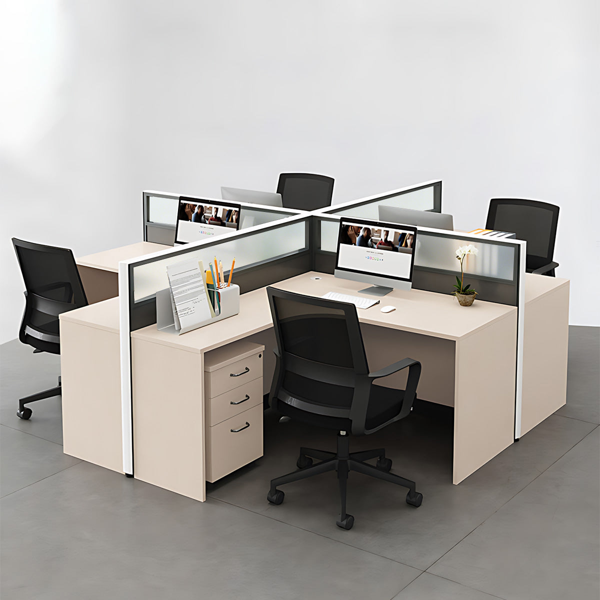 Modern Minimalist L-Shaped Office Desk 49–149 in Wide with Cable Management, Lockable Drawers, Steel Frame & Adjustable Height