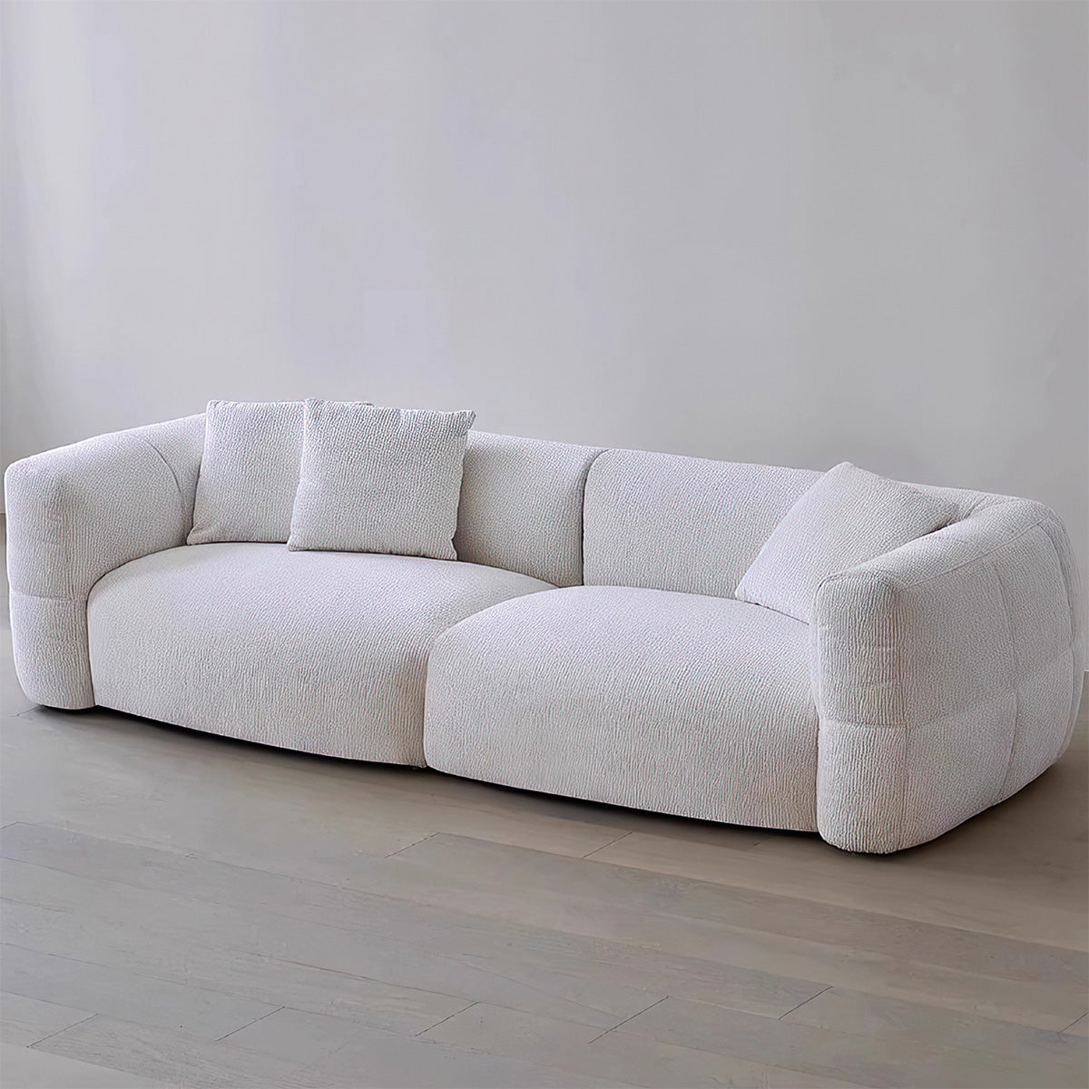 French Minimalist Fabric Backrest Sofa with Thick Seat Cushions