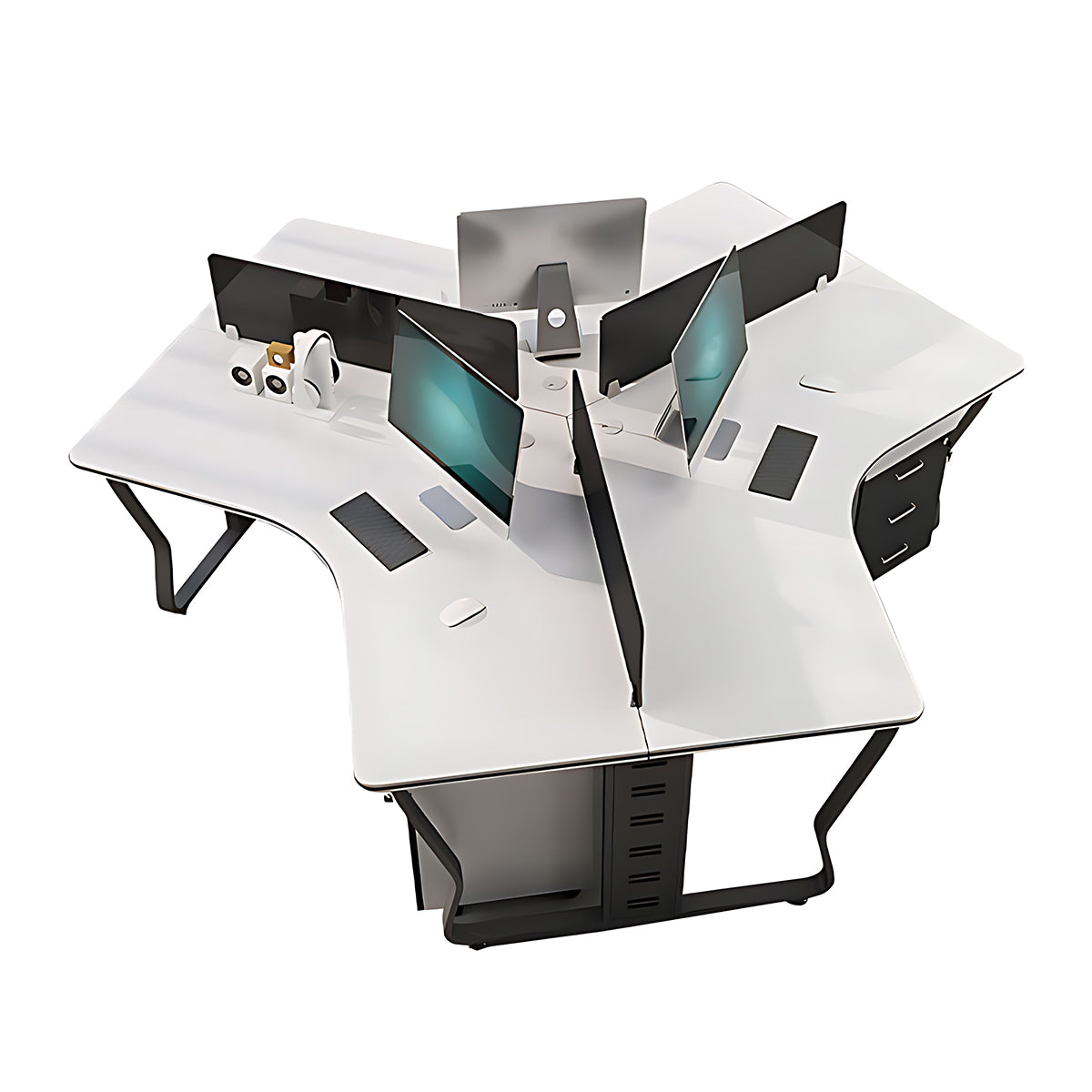 Modern and Minimal Efficient 3 Person Office Desk（Stock Items）