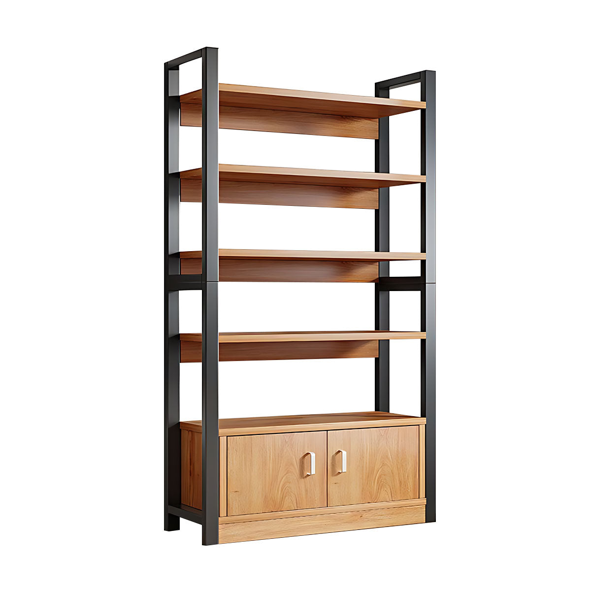 Modern Bookshelf with Thick Wood Shelves, Durable Open Storage