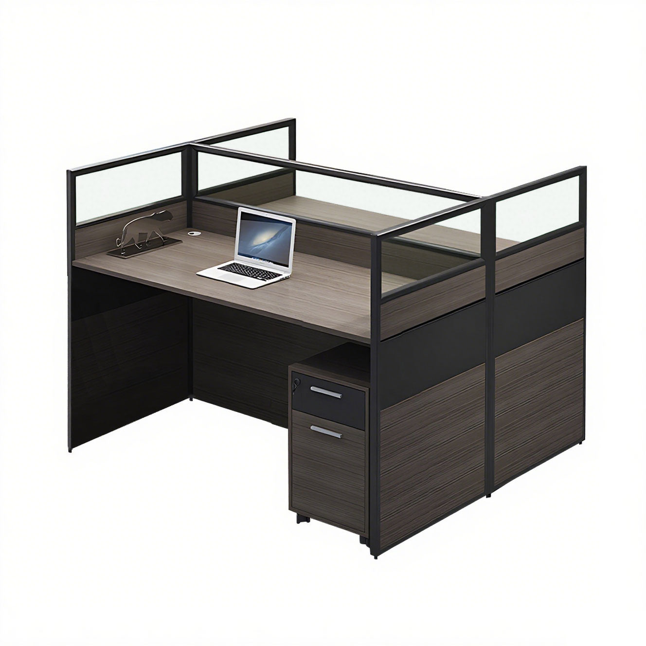 Minimalist Office Desk with Screen Partition, Four Seater