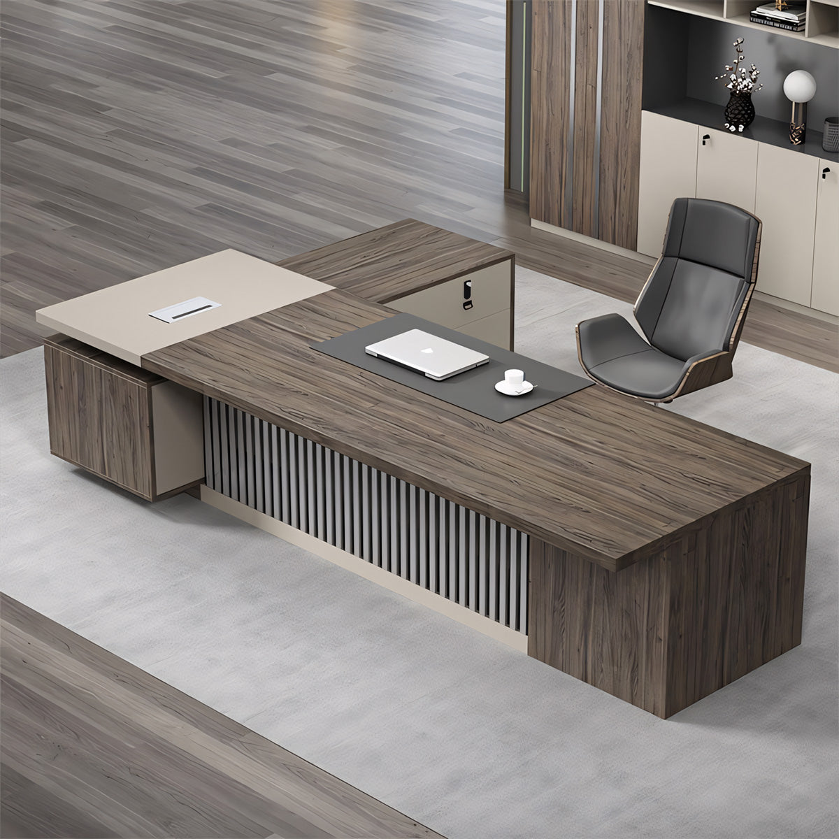 Sleek Modern Executive Desk with Thickened Desktop